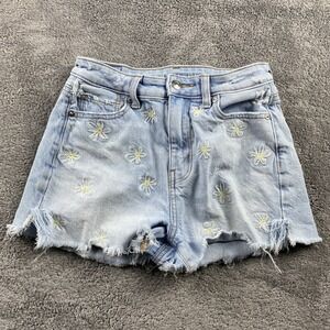 American Eagle Mom Short Womens 000 Blue Light Wash Embroidered Floral
